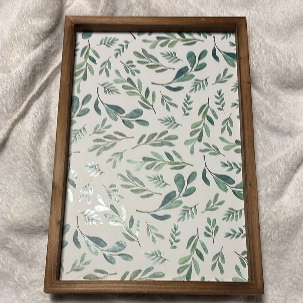 Leaf Patterned Wall Art with Wooden Frame